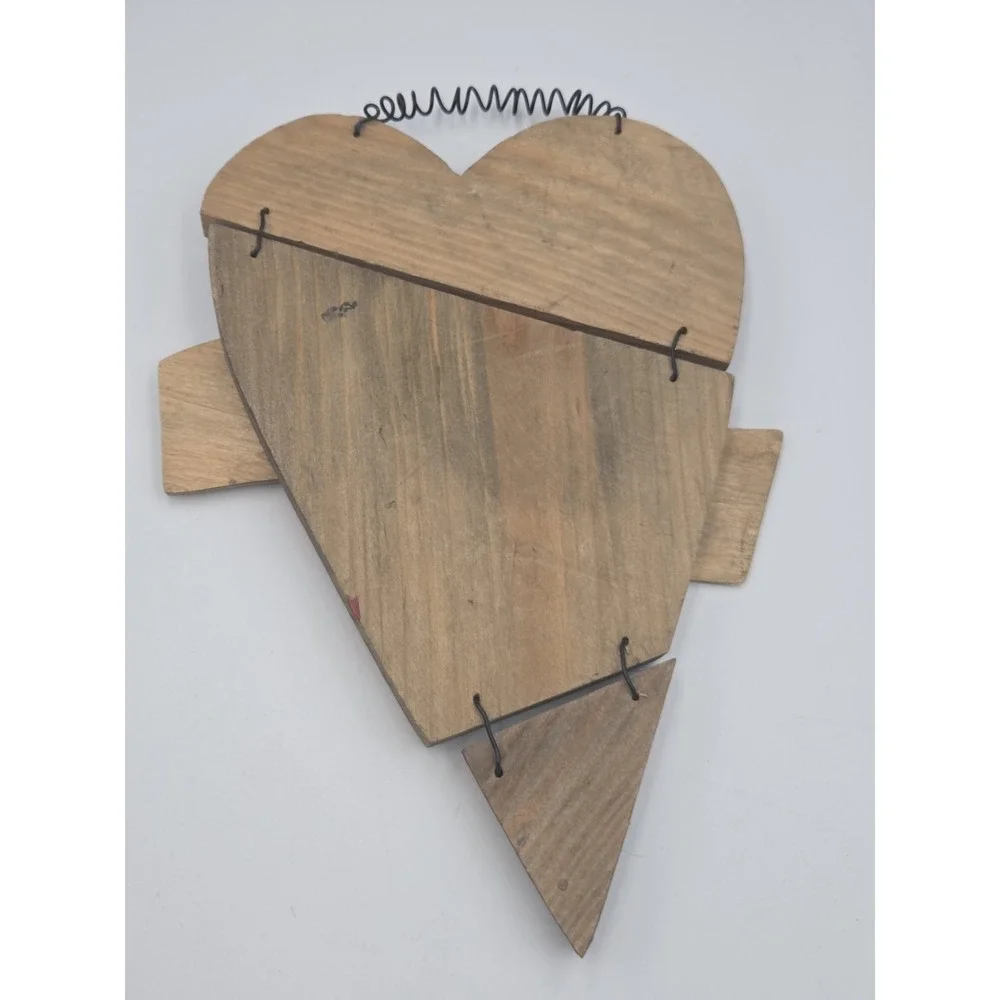 Wooden Heart Shaped WELCOME Sign w/Pink Roses  Cottagecore Country Folk Art